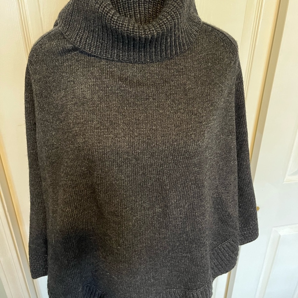 Joules Dark Gray Turtleneck Poncho Sweater
